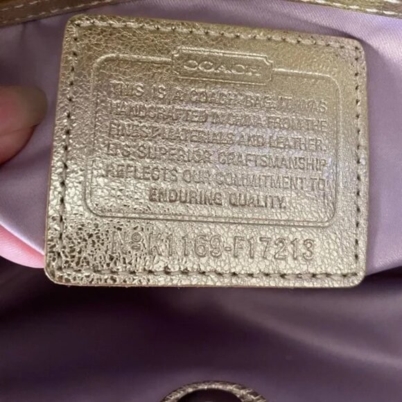 Coach Poppy Tartan Kiss lock shoulder bag Lavendar, Gold, Cream Triple Entry - Picture 5 of 8